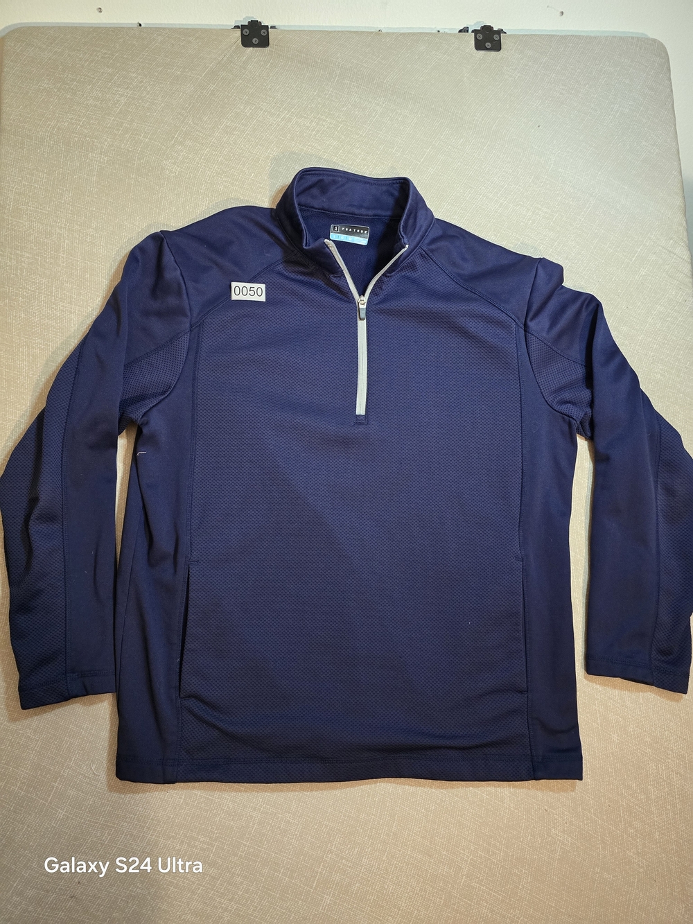 Men's PGATOUR 1/4 Zip Blue Long Sleeved Pullover- Size Large